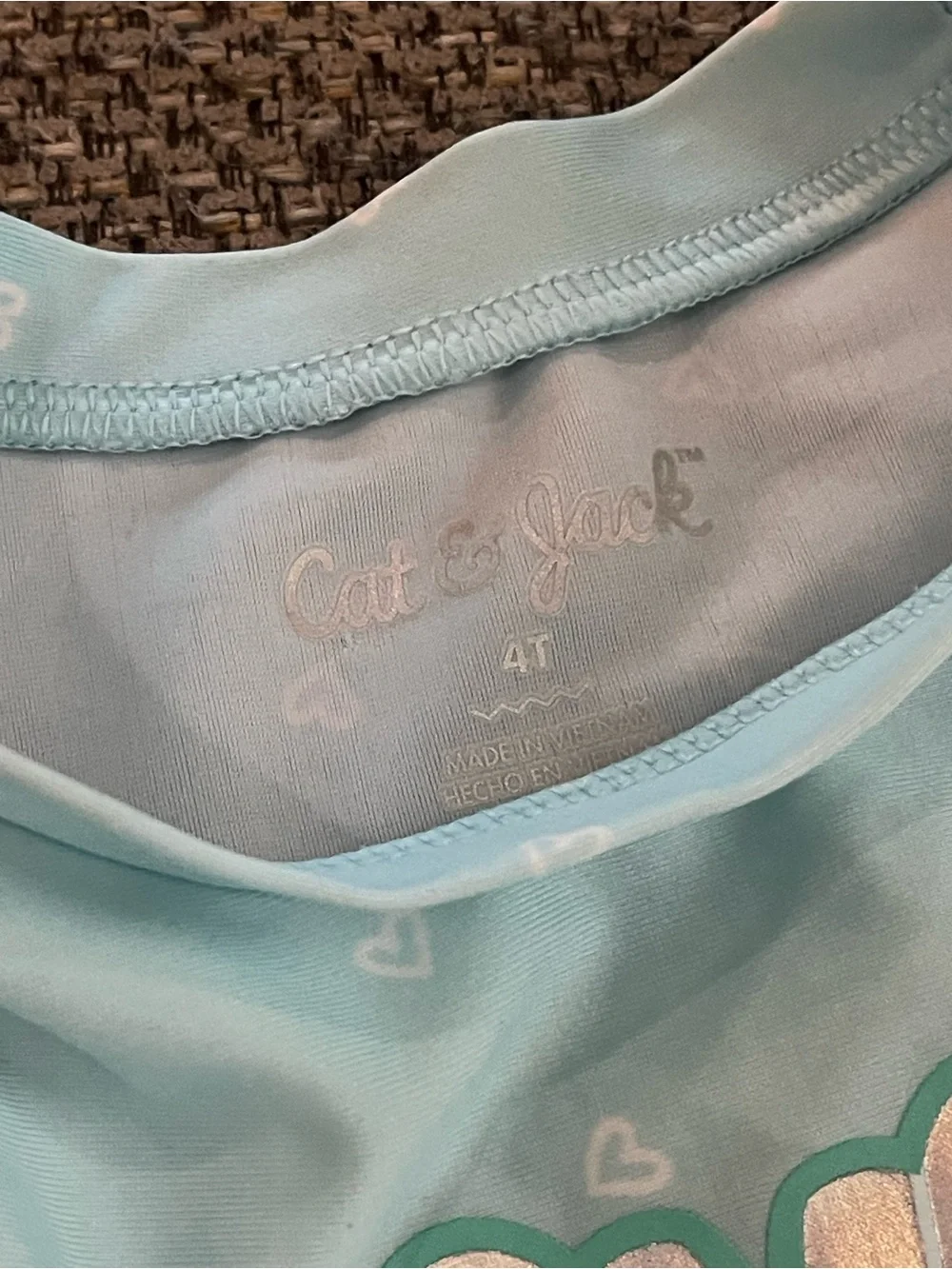 Cat & Jack Aqua Long-Sleeve Two-Piece Swim Set with Iridescent Shell